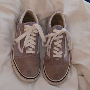 Vans Preloved Women's Light Purple and White Sneakers